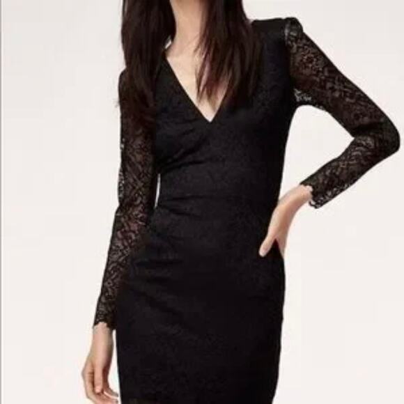 Wilfred Dresses & Skirts - Wilfred Black Lace Long Sleeve Mini Dress Size 4